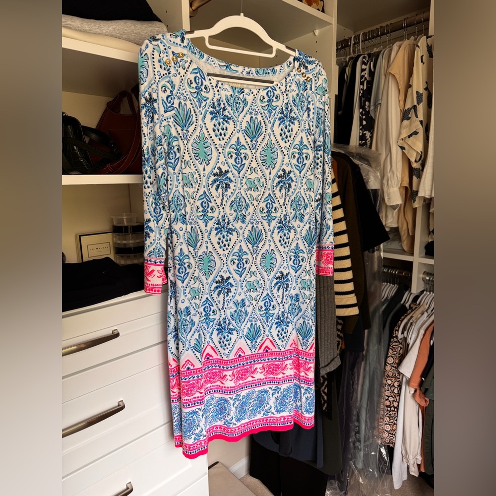 Lilly Pulitzer Blue and White Sheath Dress